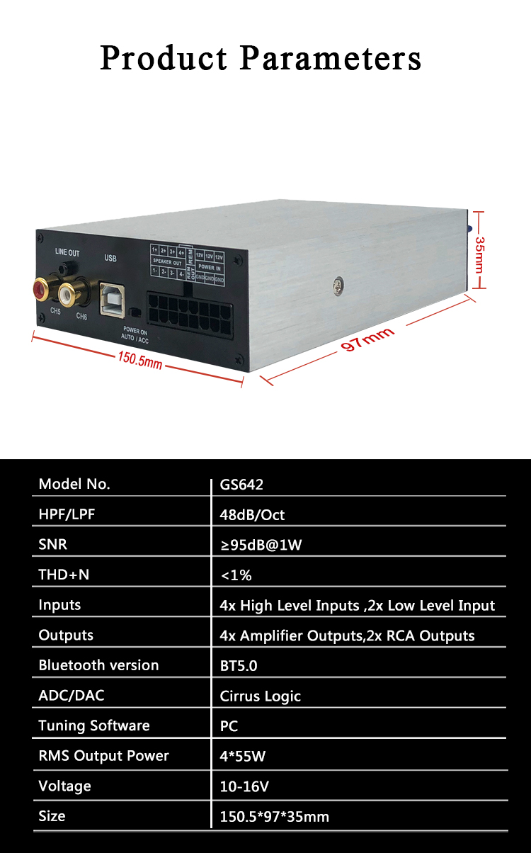 Customization Car audio system 2000wats 6 channel dsp car amplifiers active with built in dsp